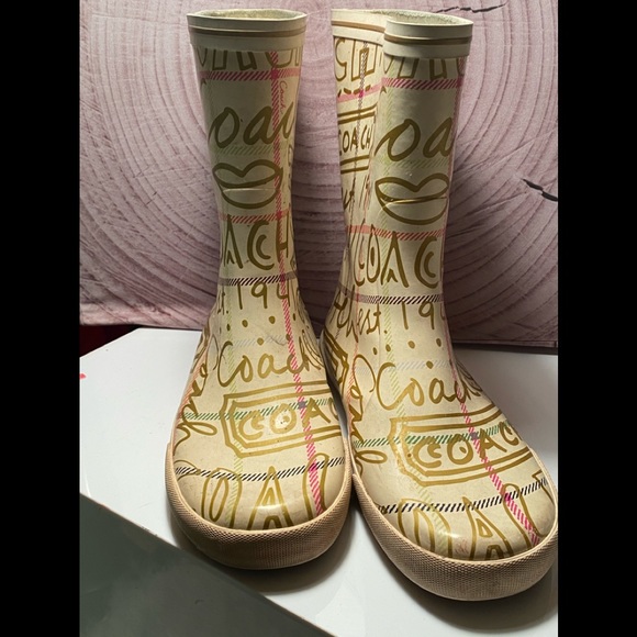 Coach Ursula Plaid Rain Boots - Picture 1 of 5
